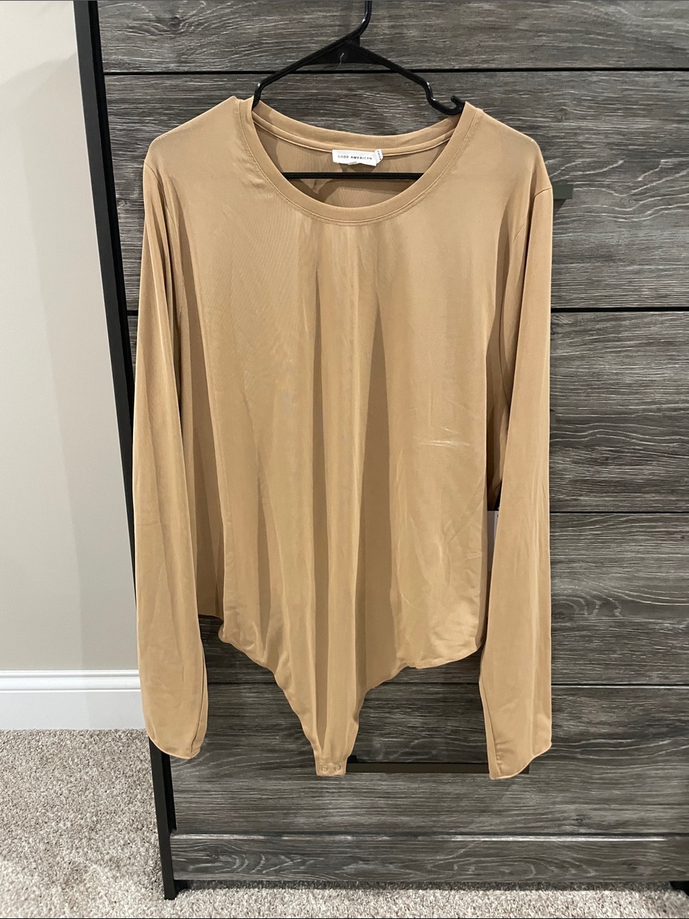 Good American Beige Long Sleeve Bodysuit